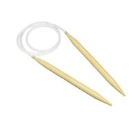 CALFOVERA 10PCS 0.78M Bamboo Circular Knitting Needles Set Yellow Light Rubber Wire Crochet Hooks Double Pointed Circle Knitting Needles with Rubber Tube for Handmade DIY Making Sweater Yarn Project
