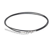 CALFOVERA 10PCS 1.5mm Black Genuine Leather Cord Necklaces 46cm Round Thin Real Leather Wax Rope Chain Necklace with Silver Clasps Stainless Steel Extender for Men Women Jewelry DIY Making