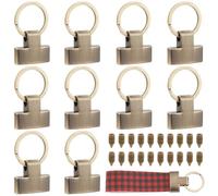 CALFOVERA 10PCS 25mm Keychain Wristlet Hardware Set Key Fob Hardware Alloy Key Chain Clamp with Split Ring Holder and Screws for Car Keyring Lanyard Leather Craft Bag Accessories(Light Gold)