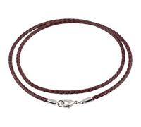 CALFOVERA 10PCS Braided Genuine Leather Cord Necklaces 3mm Brown Round Real Woven Leather Wax Rope Chain Necklace with Copper Lobster Clasps 53.3cm for Men Women Jewelry DIY Making