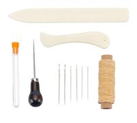 CALFOVERA 11Pcs Book Binding Kits Waxed Cotton Thread Plastic Bone Folder Paper Creaser Sewing Needles Sewing Needle Storage Box Awl Starter Tools Kit for DIY Bookbinding Craft Sewing Supplies