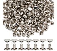 CALFOVERA 120PCS 8 x 8MM Tubular Double Cap Rivets Mushroom Dome Leather Studs Inlay Nailhead Metal Round Button Rivet Studs for Leather Craft Key Fob Clothes Bag Belt Wallet