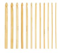CALFOVERA 12PCS 15cm Single Point Bamboo Crochet Hooks Kit 12 Size Wooden Knitting Needles Bamboo Knitting Needles Set for Handmade DIY Making Sweater Yarn Projects(3 to 10mm)