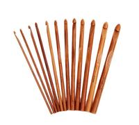 CALFOVERA 12PCS Bamboo Crochet Hooks Kit Single Point Carbonized Bamboo Knitting Needles Set 15CM 12 Size Wooden Knitting Needles for Handmade DIY Making Sweater Yarn Projects(3 to 10mm)