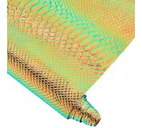 CALFOVERA 135 x 30cm Holographic Snake Embossed PU Leather Sheet Synthetic Vinyl Fabric Snake Textured Glossy Mirrored Faux Leather Rolls for DIY Crafts Earring Handbang Making(Goldenrod)