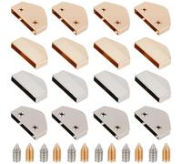CALFOVERA 16 Sets 2 Colors Metal Belt Buckle Ends Tips Leather Pentagon Webbing Zipper Tips Gold Silver Strap Clip with Screws Ribbon Crimp Ends Findings Heads for Purse DIY Key Chain Lanyard Repair