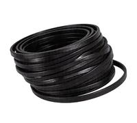 CALFOVERA 18.28M x 3MM Black Flat Genuine Leather Strip Cord for Jewelry Making Real Leather Thin String Lace Strap Cording Rope Braiding Thread for Crafting Necklace Bracelets Beading DIY Projects