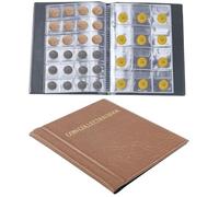 CALFOVERA 180 Pockets Quarters Storage Box Case 2 Size Coins Collection Album Book 10 Pages PU Leather Coin Collection Book Holder with Zipper for Collectors Pennies Dimes Nickels