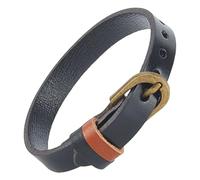 CALFOVERA 1cm Adjustble Minimalism Leather Wristband Simple Genuien Leather Alloy Buckle Bangle Bracelet Cowhide Cuff Wrist Bracelet For Men Women Daily Wear Costume Party Gift(Black)