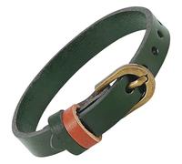 CALFOVERA 1cm Minimalism Cowhide Leather Wristband Simple Genuien Leather Alloy Buckle Bangle Bracelet Adjustble Cuff Wrist Bracelet For Men Women Daily Wear Costume Party Gift(Olive Drab)