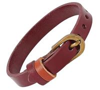 CALFOVERA 1cm Simple Cowhide Cuff Wrist Bracelet Adjustble Minimalism Leather Wristband Genuien Leather Alloy Buckle Bangle Bracelet For Men Women Daily Wear Costume Party Gift(Prussian Blue)