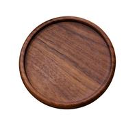 CALFOVERA 1PC 10cm Grooved Natural Walnut Cup Holder Round Black Wooden Coasters Heat Resistant Thermal Insulation Pads Tabletop Protection Wood Coffee Cup Mug Mats Saucers for Drinks Bar Kitchen Home