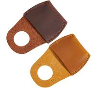 CALFOVERA 2 Colors Genuine Leather Thumb Guard for Wood Carving Cowhide Finger Protector Black Brown Full Grain Leather Thumb Cap Handmade Carpenter Carving Kit Accessory for Woodcrafts Crafting