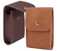 CALFOVERA 2 Colors PU Leather Playing Card Case 2PCS Single Deck Leather Playing Card Holder Box Pouch Protector Multipurpose Compatible Wallet with Snap Button for Poker(Brown;Dark Brown)