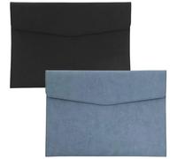 CALFOVERA 2 Colors Waterproof PU Leather Document Holder with Snap Closure Thin A4 File Folder Filing Organizer Portfolio Resume Envelope Folder Case for Receipt Contract Stationery Tablet(Black;Blue)