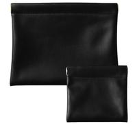 CALFOVERA 2 Sizes Pouchic Snap Closure Pouches Black PU Leather Makeup Bags for Travel Portable Mini Leather Cosmetic Bags Small Squeeze Top Waterproof Coin Purses Make up Pouches for Women