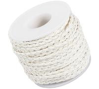 CALFOVERA 20M x 3MM Braided PU Leather Bolo Cord Round White Woven Leather Folded Bolo Tie String Lace Cording Rope Braiding Strip Thread for Jewelry Making Crafts Necklace Bracelets Beading
