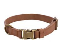 CALFOVERA 26 to 36CM Rolled PU Leather Dog Martingale Collar Durable Heavy Duty Puppy Collar with Quick Release Buckle Adjustable Rust Proof Pet Choker for Small Medium Large Dog (Brown S)