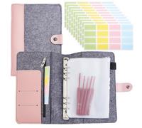 CALFOVERA 26 x 17cm Felt Circular Knitting Needles Holder Case Set PU Leather Crochet Hooks Organizer Knitting Needle Storage with 10PCS Binder Pockets 10PCS Label Paper for Collecting Sorting(Pink)