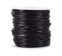 CALFOVERA 27.43M Cowhide Genuine Leather Cord for Jewelry Making 2MM Black Round Real Leather String Lace Cording Rope Braiding Strip Thread Spool for Crafting Necklace Bracelets Wraps Beading