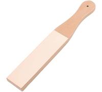 CALFOVERA 28.1 x 4.3cm Double-sided Beech Wood Leather Strop for Sharpening Small Leather Honing Strop Sharpener with Ergonomic Handle Block Polishing Woodcarving Tools for Handwork Polish
