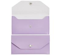 CALFOVERA 2PCS 17.5×9.2CM Cash Envelope Bag Waterproof Pu Leather Currency Wallet Pouch Reusable Budget Wallet Money Stuffing Organizer Envelopes for Men Women Checks Bills (Violet)