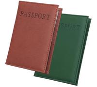 CALFOVERA 2PCS 2 Colors PU Leather RFID Blocking Passport Holder Book Case Bag Waterproof Travel Passport Wallet Cover Bifold Document Holder for Cruise Ship Study Abroad Essentials