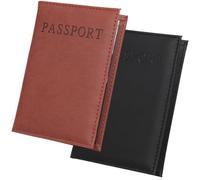 CALFOVERA 2PCS 2 Colors Travel RFID Blocking Passport Holder PU Leather Bifold Passport Wallet Cover Waterproof Document Book Case Bag Holder for Cruise Ship Study Abroad Essentials