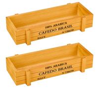 CALFOVERA 2Pcs 21.3 x 8 x 4.5cm Wooden Rectangular Planter Box Wood Flower Succulent Box Words Wood Yellow Rustic Indoor Outdoor Window Gear Storage Garden Boxes Container for Vegetable