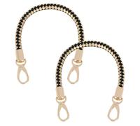CALFOVERA 2PCS 41.5 CM Braided Purse Straps PU Leather Short Bag Handles Dark Gold Purse Handle Replacement with Golden Clasps for Purse Making Supplies DIY Crocheted Bags Purse Wallet Tote Bag
