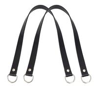 CALFOVERA 2PCS 57cm Short PU Leather Handbag Handles 1.9cm Wide Purse Straps Leather Shoulder Strap Replacement with Alloy O Ring Clasps for Women Underarm Tote Bag DIY Making(Black)