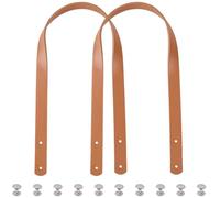 CALFOVERA 2PCS 60cm PU Leather Handbag Handles with Rivets Sew On Quilted Shoulder Purse Straps Leather Belt Band Mount Strap Replacement Crochet Underarm Handle for DIY Tote Bags Repairing(Camel)