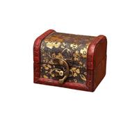 CALFOVERA 2PCS 8×6×6CM Retro Wooden Jewelry Stash Box Vintage Treasure Chest Storage Organizer with Clasp Dark Red Sakura Pattern Wooden Container Case for Women Jewelry Storage Gift