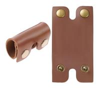 CALFOVERA 2PCS 8.7×4.5CM PU Leather Razor Head Protecting Cover Double Edge Razor Protective Sheath Shaving Travel Blade Guard Case with Snap Closure for Men Travel Butterfly Shaver (Brown)