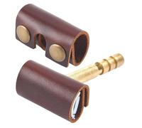 CALFOVERA 2PCS 8.8 x 4.5cm Genuine Leather Double Edge Razor Protective Sheath Butterfly Razor Head Protecting Cover for Travel Shaving Blade Guard Case with Snap Closure for Men(Brown)