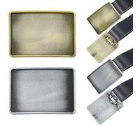 CALFOVERA 2Pcs Blank Plain Belt Buckle Vintage Western Buckles Rectangle 2.5 x 3.5 Inch Antique Bronze Silve Heavy Duty Metal Replacement Waistband Fastener Repair for Belts Straps Cowboy Women Men
