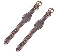 CALFOVERA 2PCS Cowhide Leather Western Horse Saddle Stirrup Contoured Fender Replacement Hobble Straps with Stainless Steel Buckle Closure Brown Heavy Weighted Harness for Horse Lovers