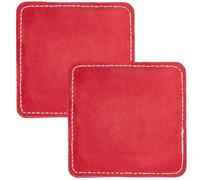 CALFOVERA 2Pcs Genuine Leather Billiards Cue Towel 9.5 x 9.5cm Red Soft Snooker Pole Cloth Towels Stick Shaft Cleaner Polisher Burnisher Tool for Pool Cue Balls Table Maintenance Accessories
