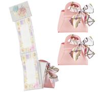 CALFOVERA 2PCS Mini Surprise Money Roll Gift Box with Ribbon PU Leather Candy Box for Cash Colorblock Bowknot Handbag with 30Pcs Clear Bags and 1 Greeting Card for Birthday Anniversaries Party