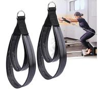 CALFOVERA 2Pcs Pilates Straps for Reformer Equipment PU Leather Double Loop D-Ring Exercise Straps Black Comfortable Nylon Yoga Handles for Home Gym Workout Padded Reformer