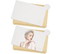 CALFOVERA 2PCS Pocket Compact Mirrors for Purse Small Stainless Steel Unbreakable Rectangular Handheld Travel Makeup Mirrors with PU Leather Case Holder for Men Women Outdoor Travelling Camp