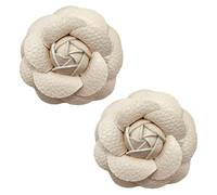 CALFOVERA 2PCS PU Leather Floral Clips for Shoes White Leather Rose Flower Shoe Decoration Charms Sandals Embellishments Elegant Camellia Hairpin Brooches Bag Charm for Lady Bridal Women Hat Dress