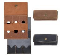 CALFOVERA 2PCS PU Leather Foldable Gaming Card Organizer Memory Card Holder with Metal Snap Button Portable Retro Leather Guitar Pick Case Micro SD Carry Cover for Travel Daily Storage CFexpress SIM