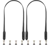 CALFOVERA 2PCS PU Leather Handbag Handles Black Sew On Purse Straps 72cm Long Leather Shoulder Underarm Bag Replacement Belt with Rivets for Women DIY Crafts Crochet Bag Wallet Making