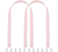 CALFOVERA 2PCS PU Leather Handbag Handles with Rivets 60cm Band Mount Strap Belt Quilted Purse Strap Replacement Sew On Shouler Underarm Tote Bag Handles for DIY Crochet Bag Making(Pink)