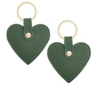 CALFOVERA 2PCS PU Leather Heart Keychain Pendants Key Holder with Keyring Cute Women Heart Shaped Keychain Organizer for Valentine Gift Bag Charm Key Ring Fob Car Accessories (Green)