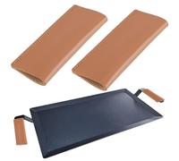 CALFOVERA 2PCS PU Leather Pot Handle Cover Sleeve Heat Resistant Skillet Grips Case Leather Pan Handle Holder Cast Iron Protector Panhandle Potholder for Kitchen Camping Outdoor Cooking(Peru)