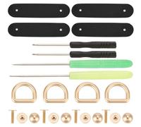 CALFOVERA 2Pcs PU Leather Purse Side Clip D Ring Buckle with Awl Screwdriver Detachable Gold Alloy Purse Clasp Connector Vintage Black Hangers for Bags Purse Handbags Wallet DIY Craft