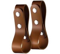 CALFOVERA 2PCS PU Leather Whip Holster Handmade Belt Whips Holder Adjustable Medieval Bullwhip Loop for Men Cosplay Costumes Horse Riding Pastoral Tools Accessories（Brown