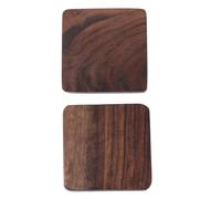 CALFOVERA 2PCS Square Black Walnut Coasters 6cm Small Japanese Style Wood Drinking Mats Heat Resistant Thermal Insulation Pads Tabletop Protection Wooden Coffee Cup Mug Holder Cushion for Home Bar